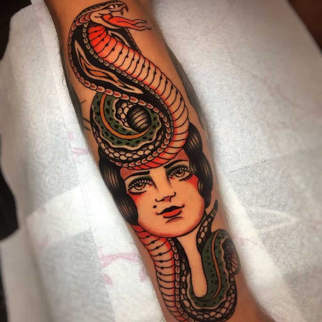 Lady With A Snake Tattoo