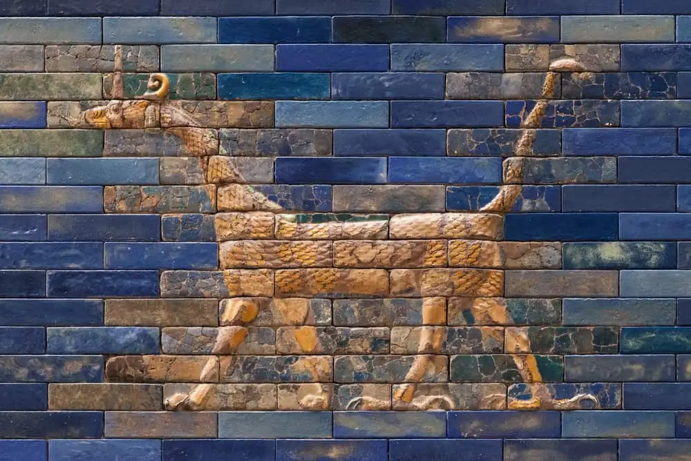 Mosaic of a Dragon on the Ishtar Gate, Berlin, Germany.