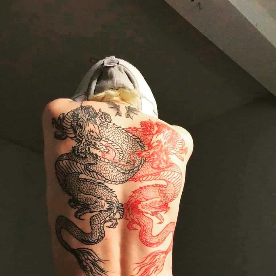Twin Dragons Tattoo Men (2)