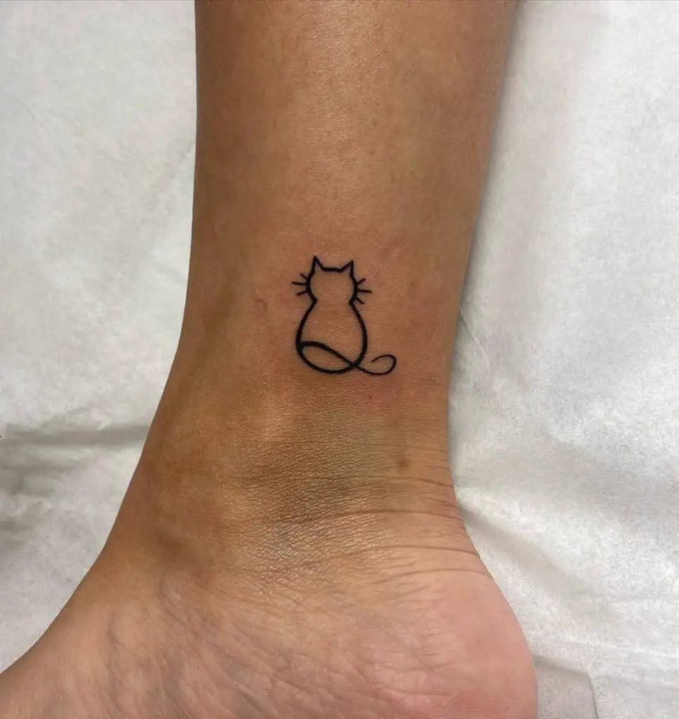 Ankle Tattoo Cat Symbol Small Foot Tattoos