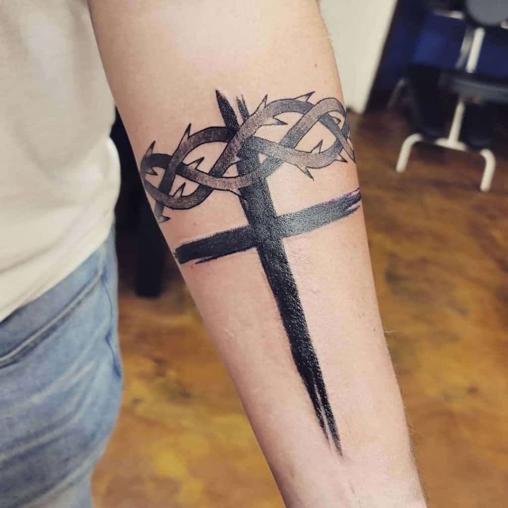 Crown and Cross Tattoo