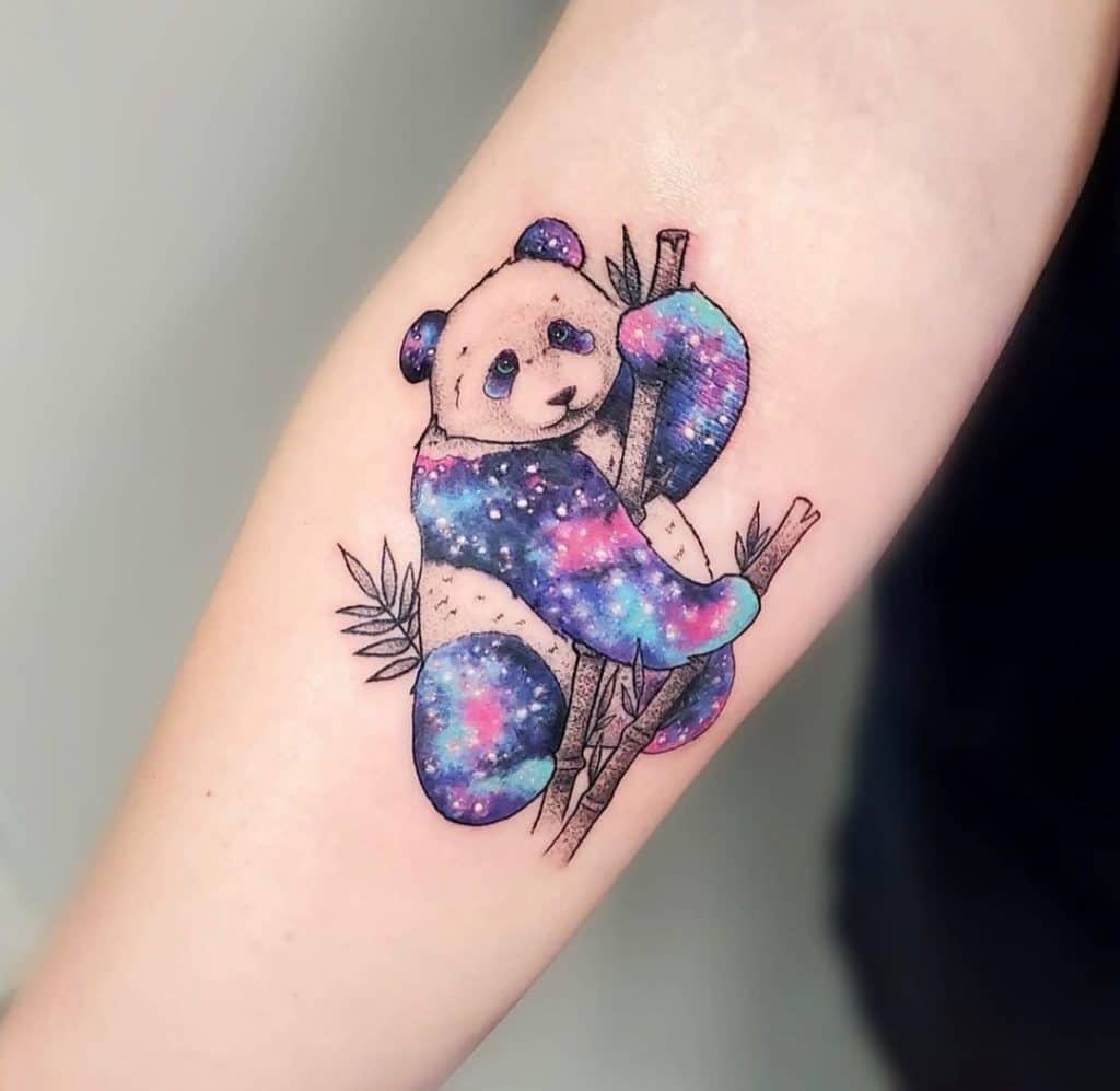 Galaxy Inspired Panda Tattoo Idea 