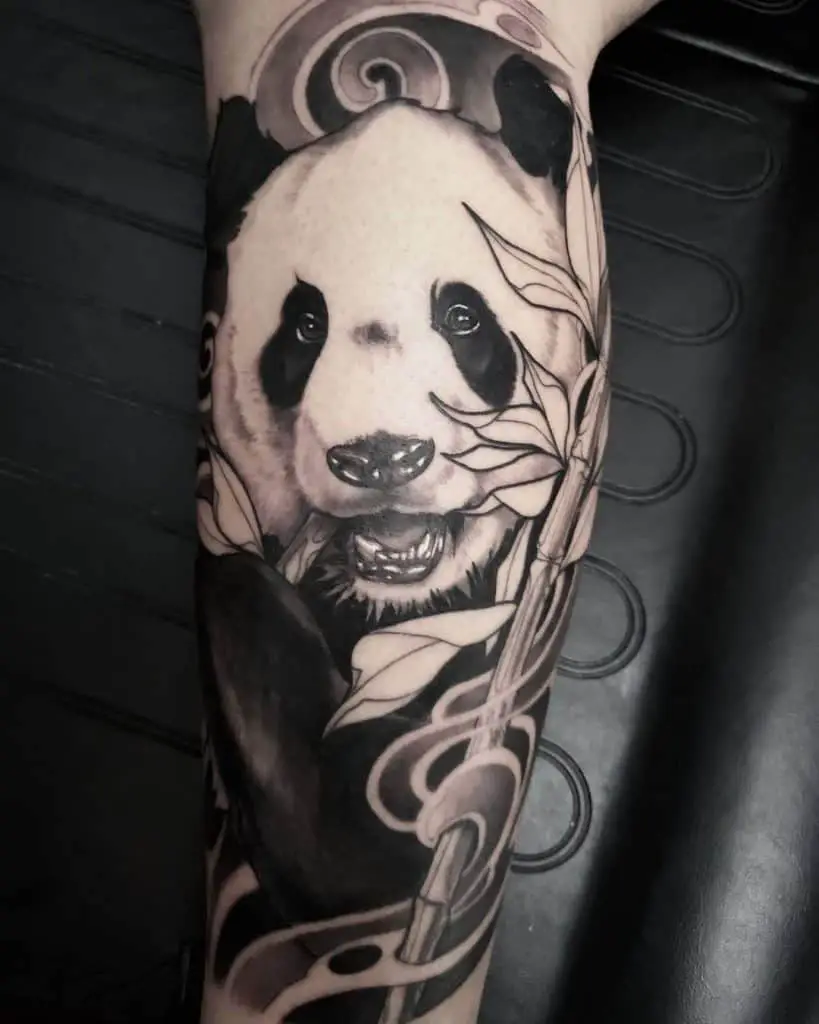 Panda Tattoo Sleeve Black Ink 