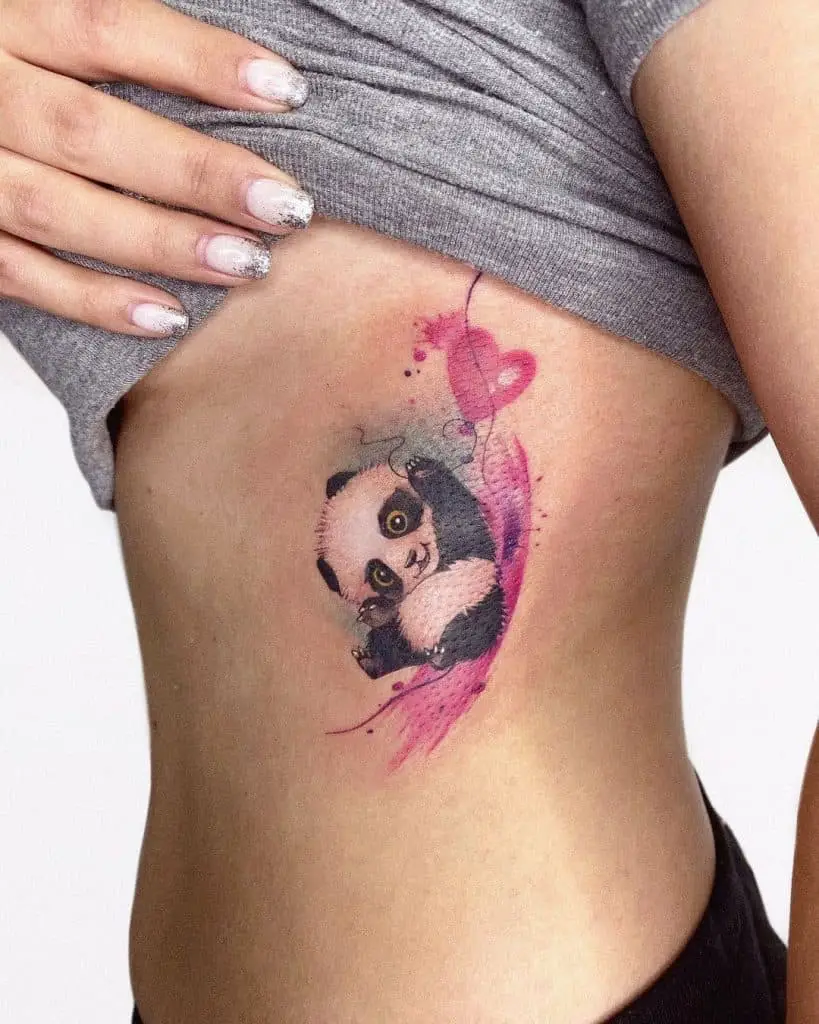 Panda Tattoos For Females Over Stomach 