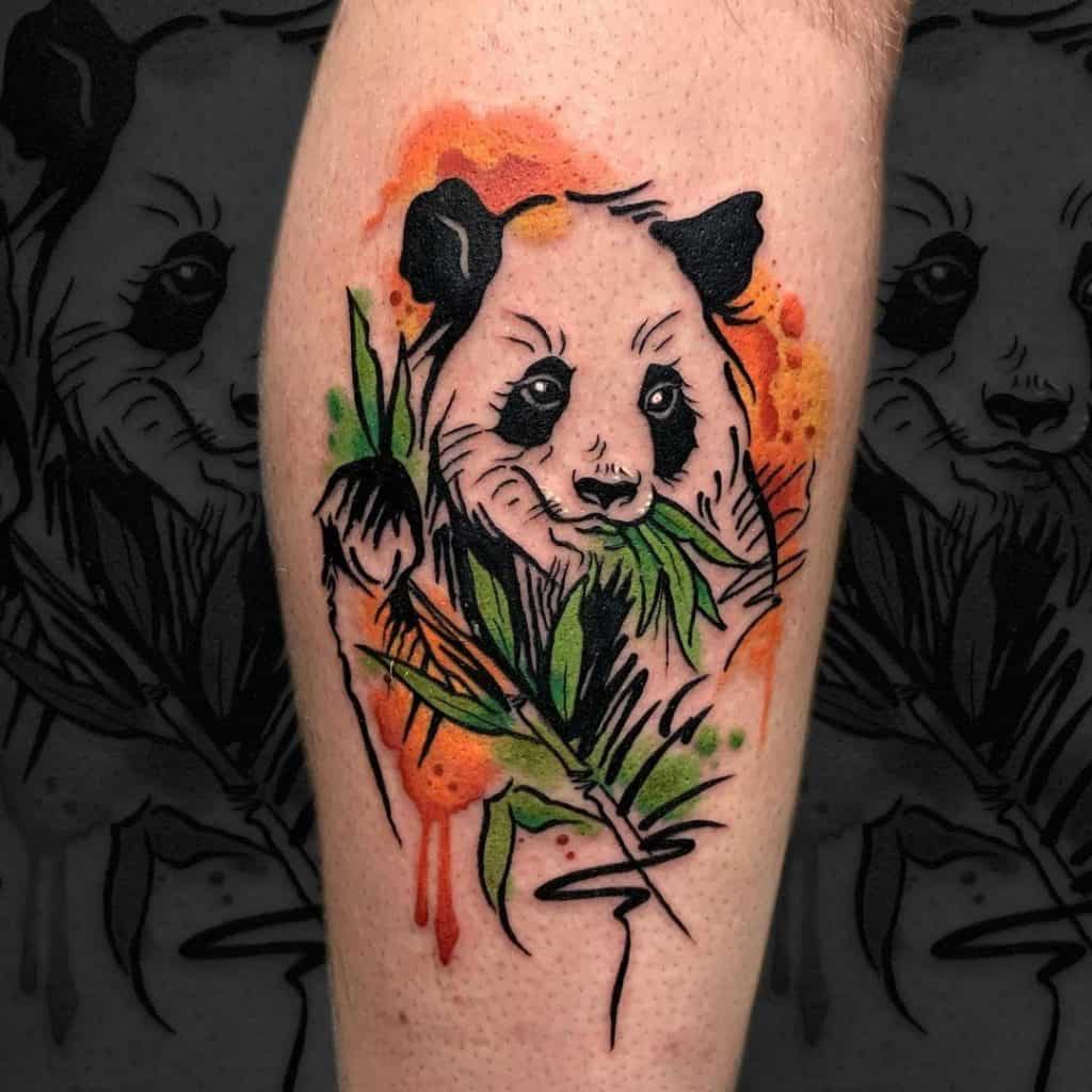 Panda Tattoos For Guys Bamboo Inspo 