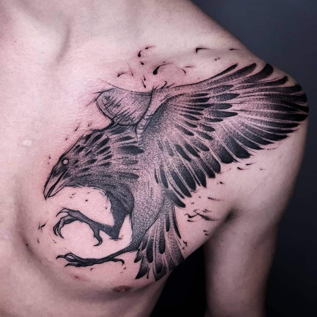 Raven Chest Shoulder Tattoos | TikTok
