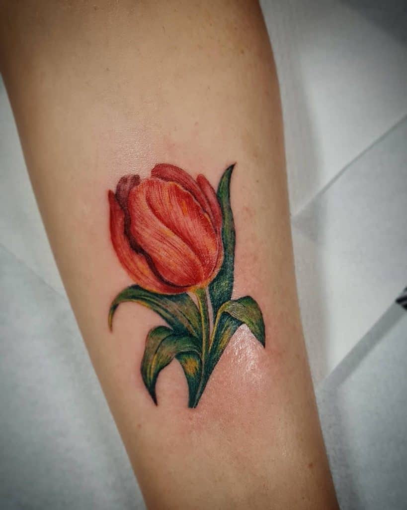 Small Rose Tattoos Orange Ink