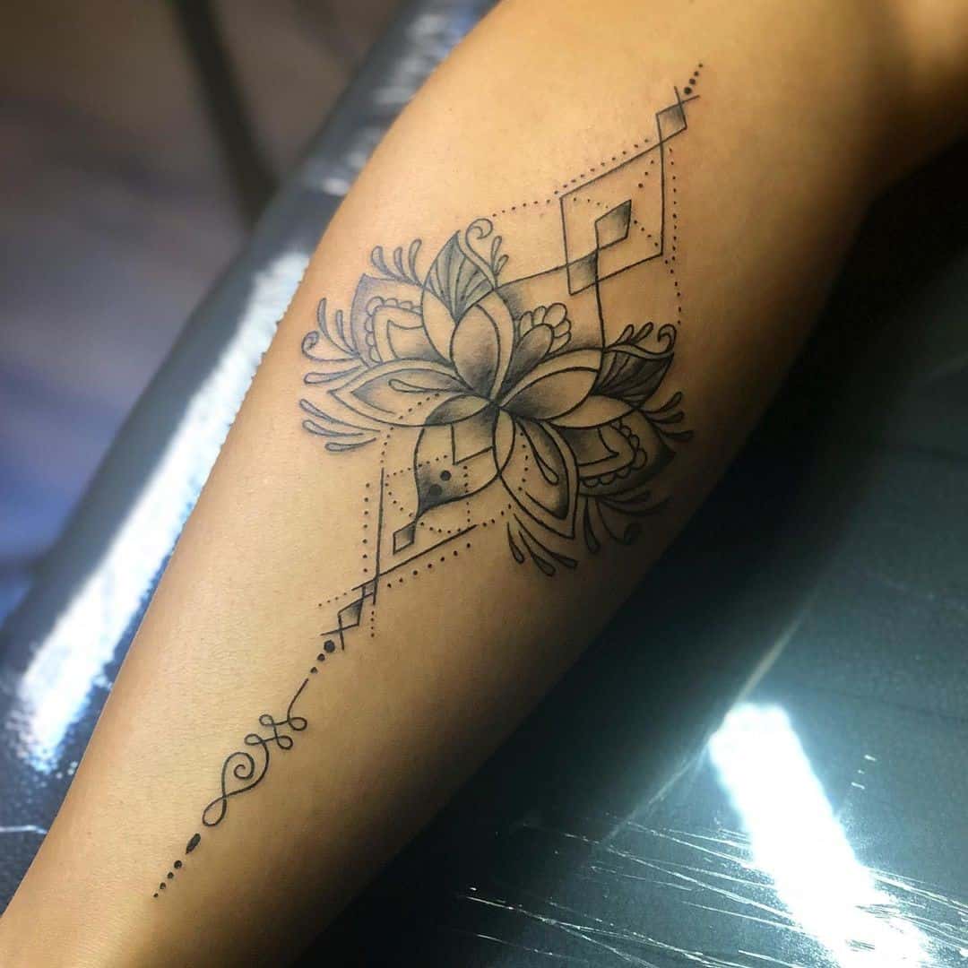 Stemmed Lotus Flower Tattoo