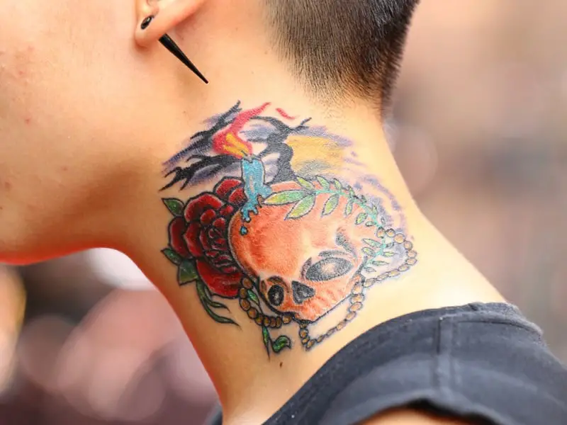 Sugar Skull Tattoos, saved tattoo, neck