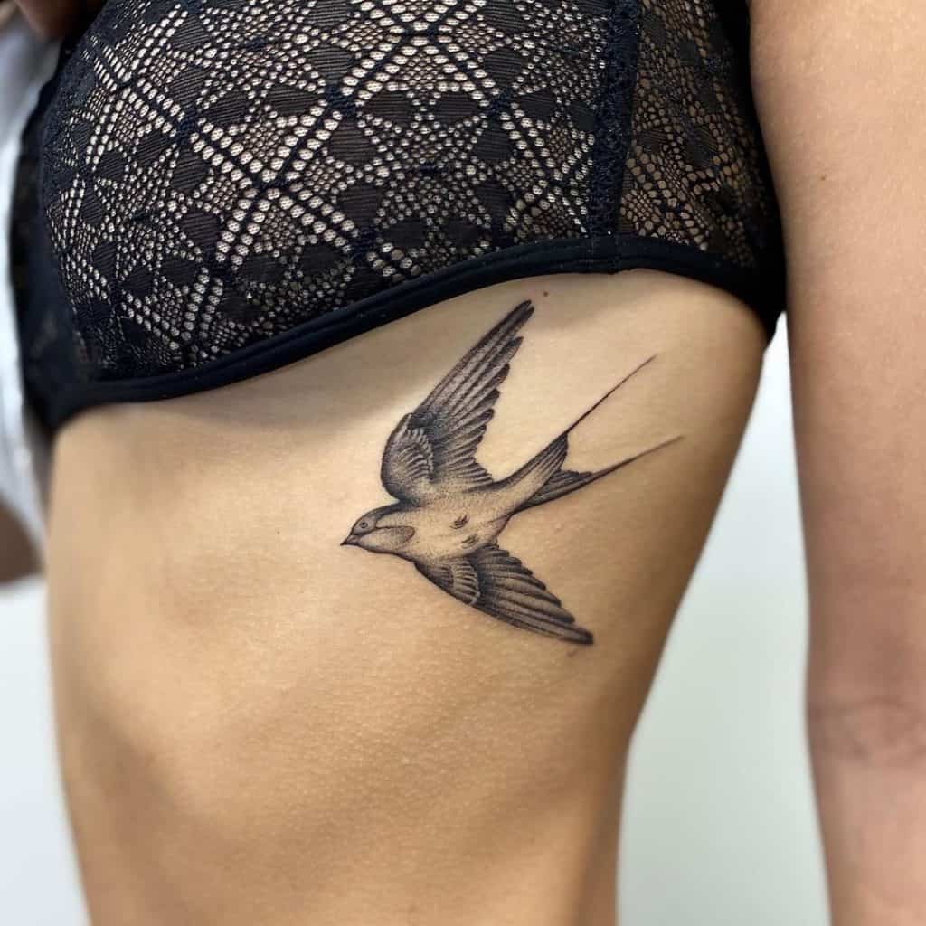 Swallow Tattoo On Side