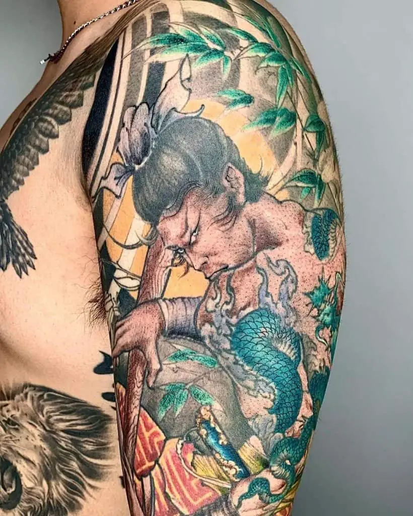 Arm & Shoulder Chinese Tattoo 