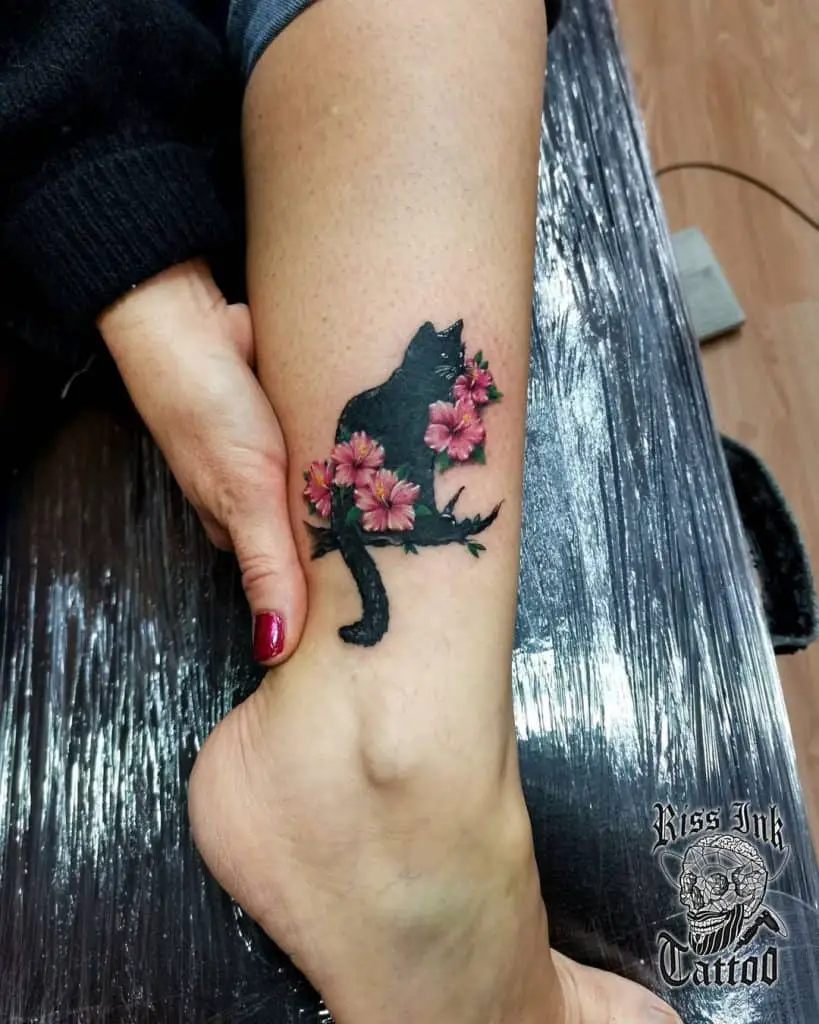 Black Cat Tattoos, saved tattoo, Flower 5