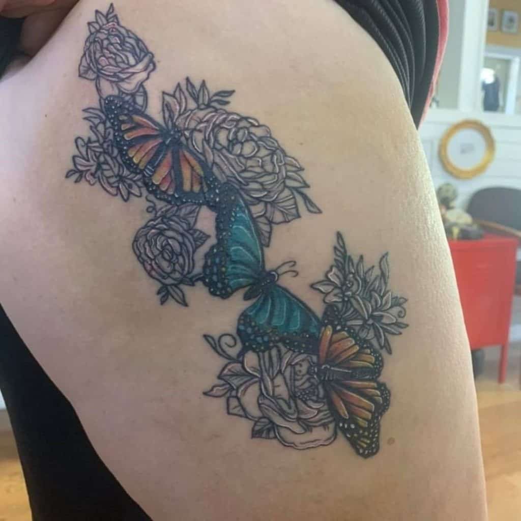 Butterfly Thigh Tattoo on Thigh 2