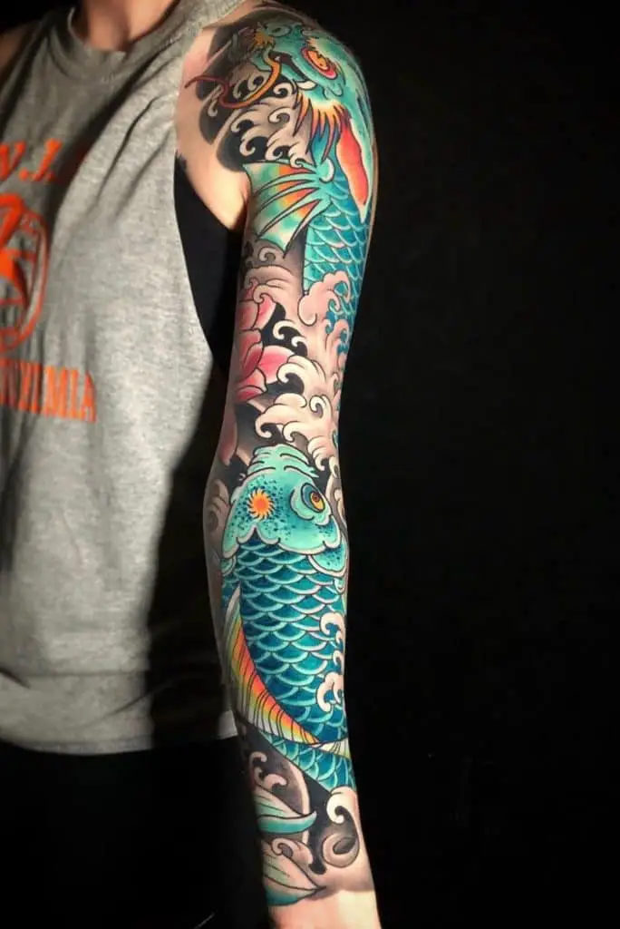 Colorful Sleeve Chinese Tattoo 