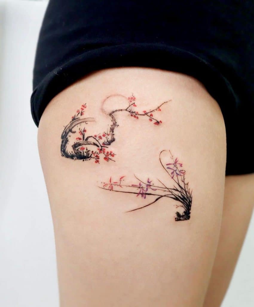 Forest Flowers on Thigh