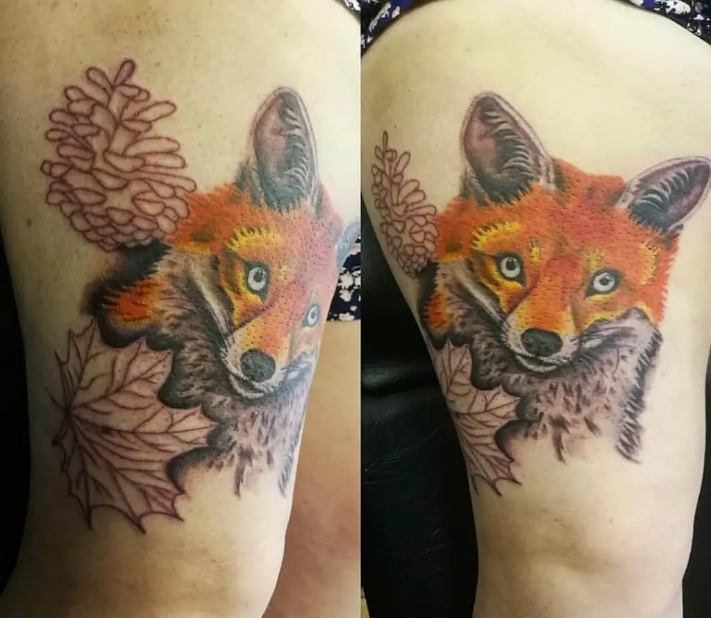 Fox Tattoo on Thigh 3