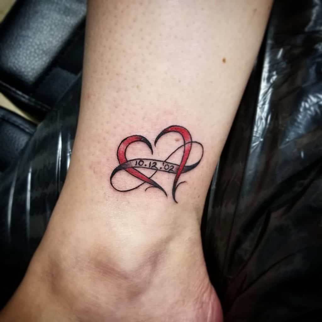 Infinity Heart Tattoo With Initials And A Name