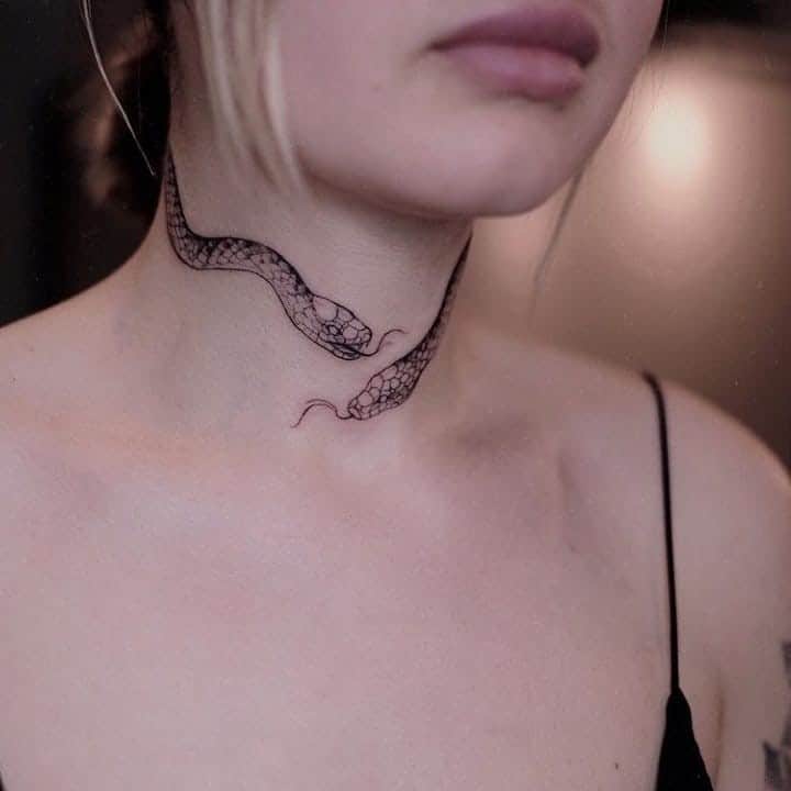 Neck Tattoo Women Snake