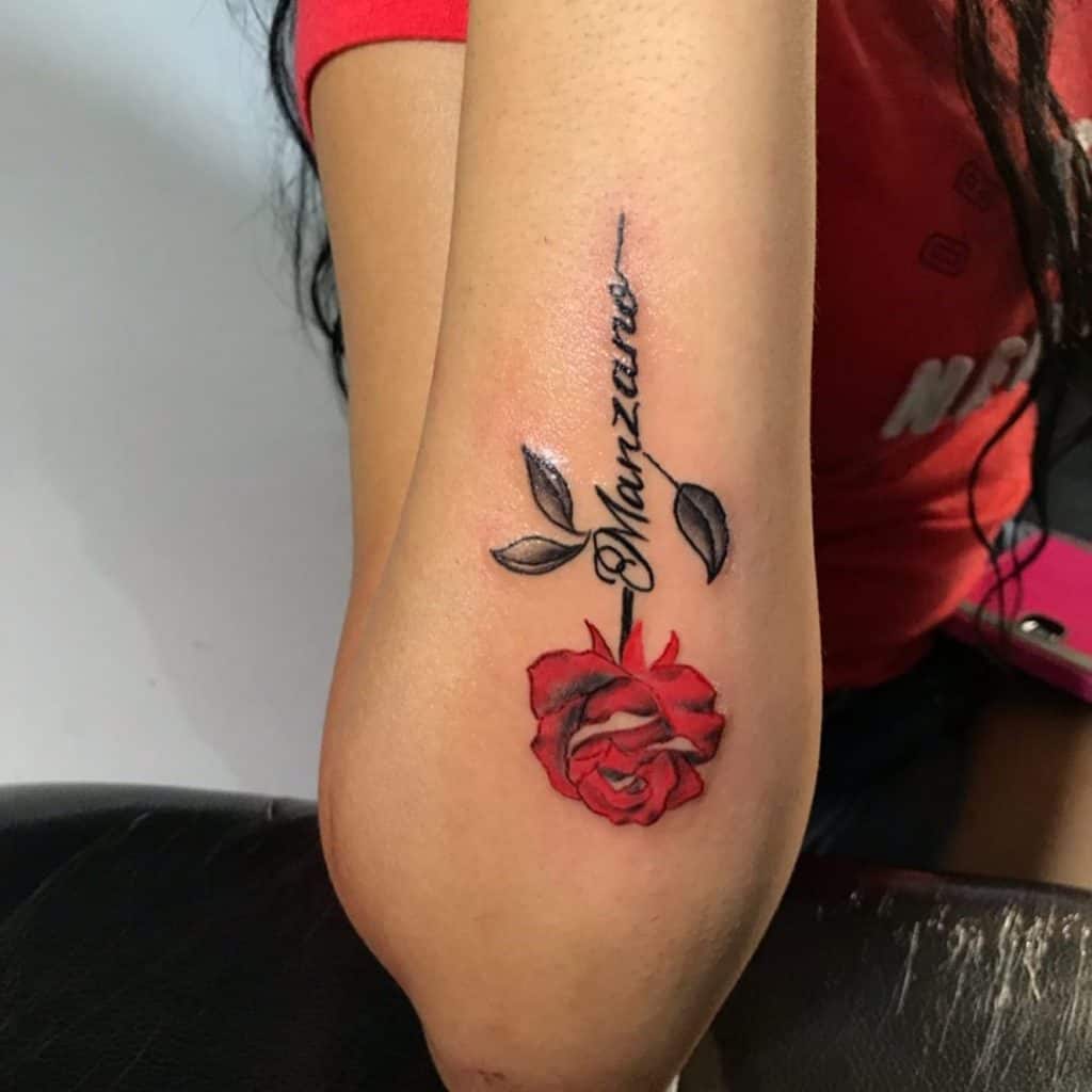 Rose Name Tattoo Forearm Ink Design