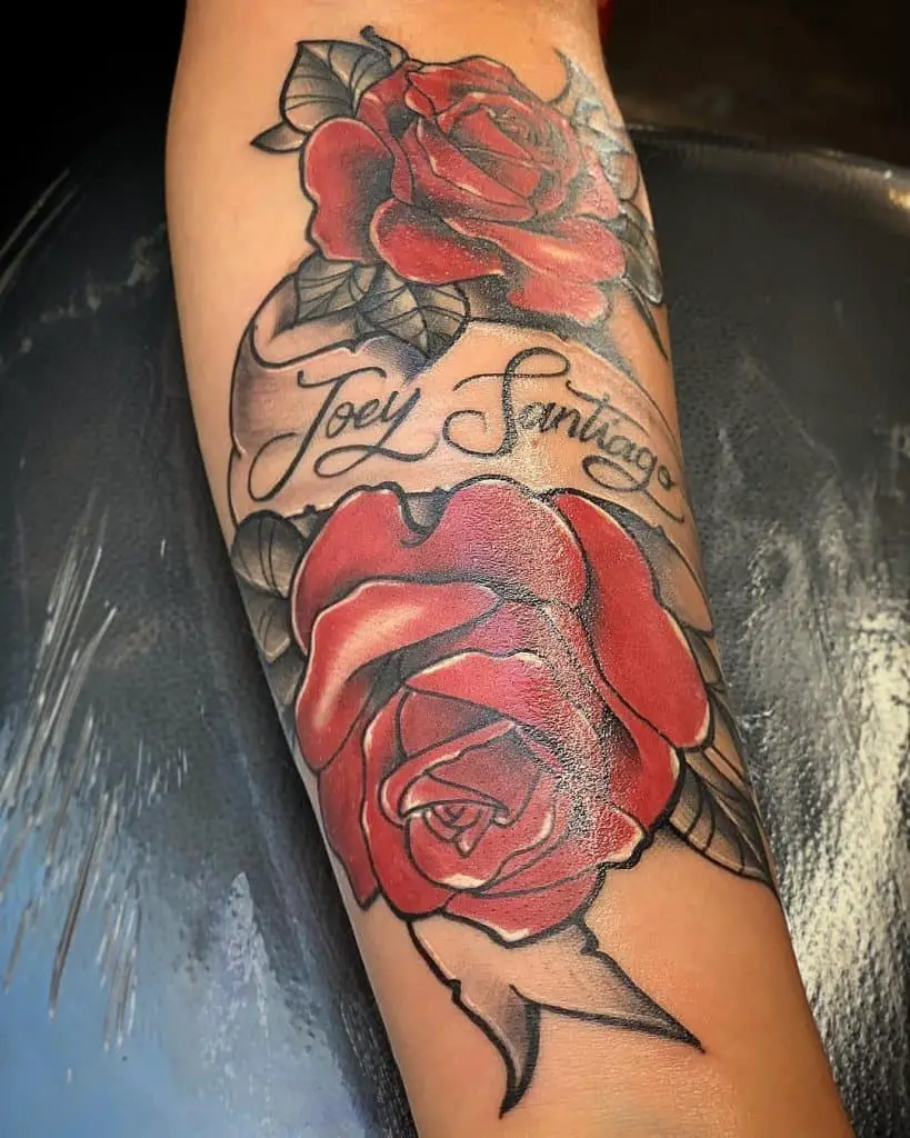 Rose Tattoo With Name Dedicated Tattoo