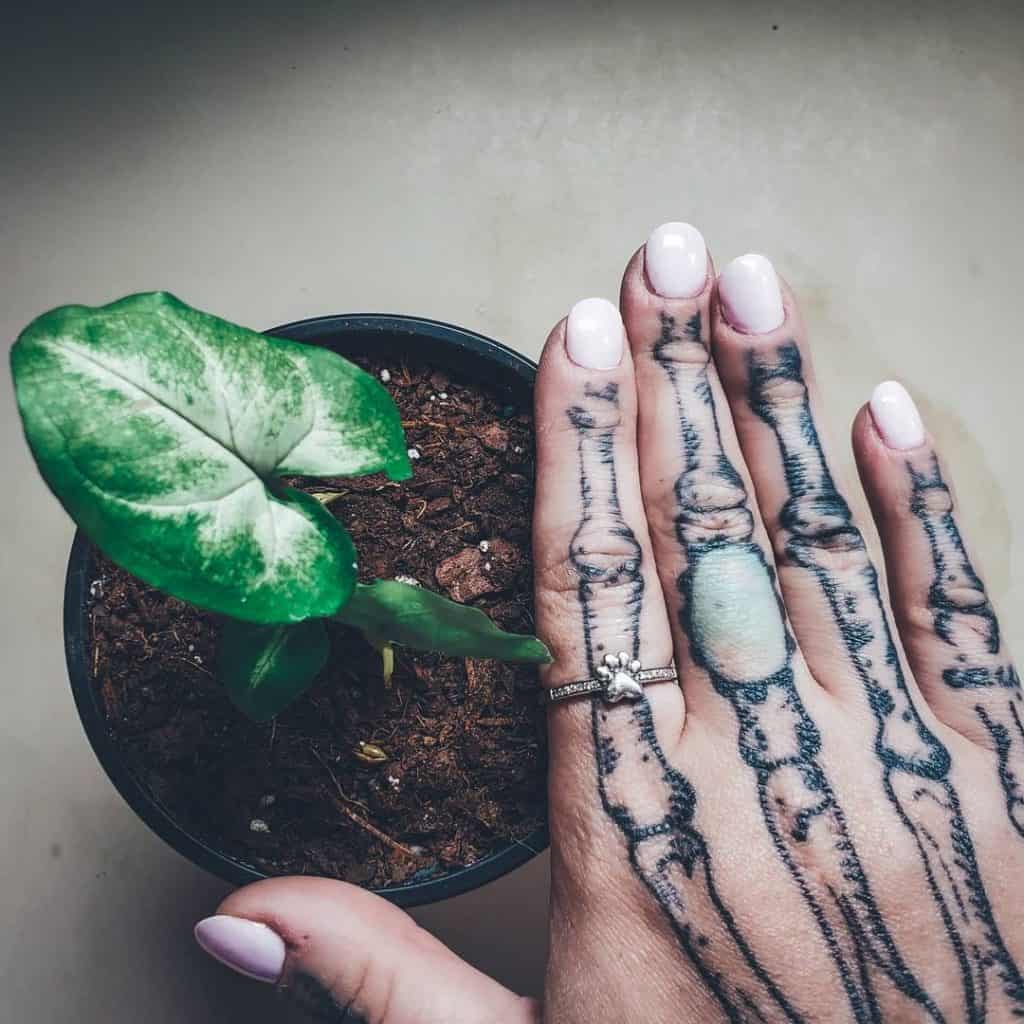 Skeleton Hand Tattoo, saved tattoo, finger 1