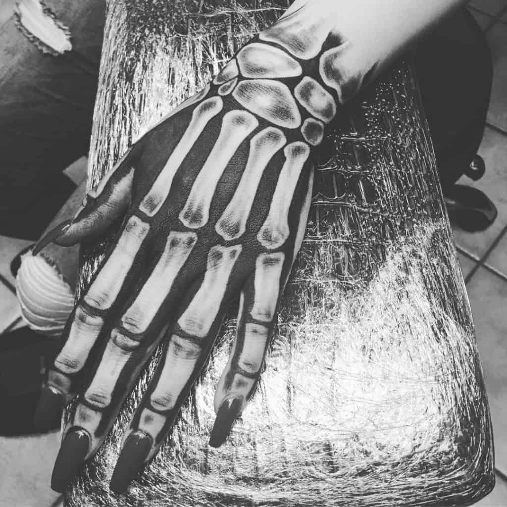 Skeleton Hand Tattoo, saved tattoo, shading 1