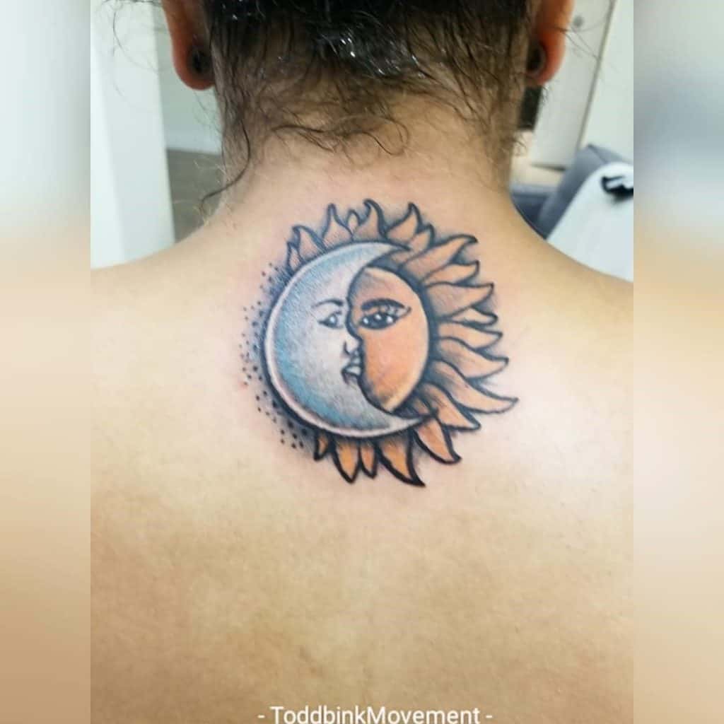 Sun and Moon Intertwined Tattoo Design 6