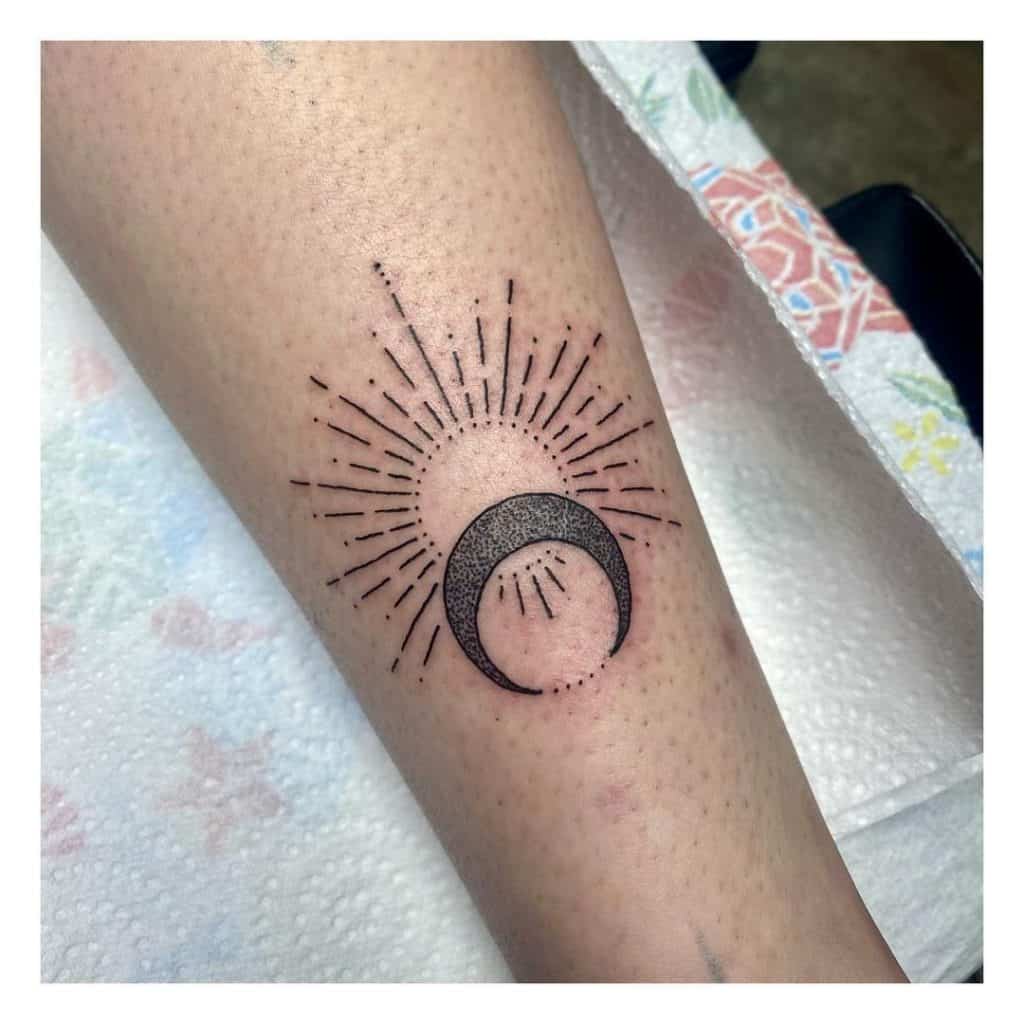 The Sun and Moon Linework Tattoo Design 3
