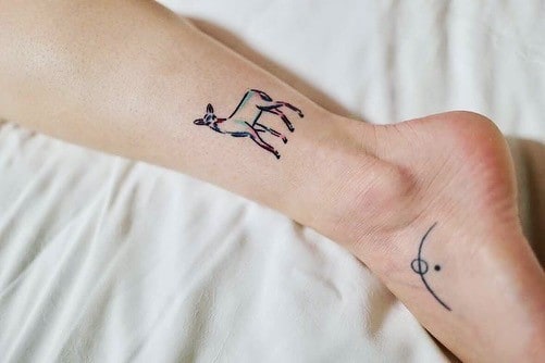 A colorful Simplistic Deer Tattoo