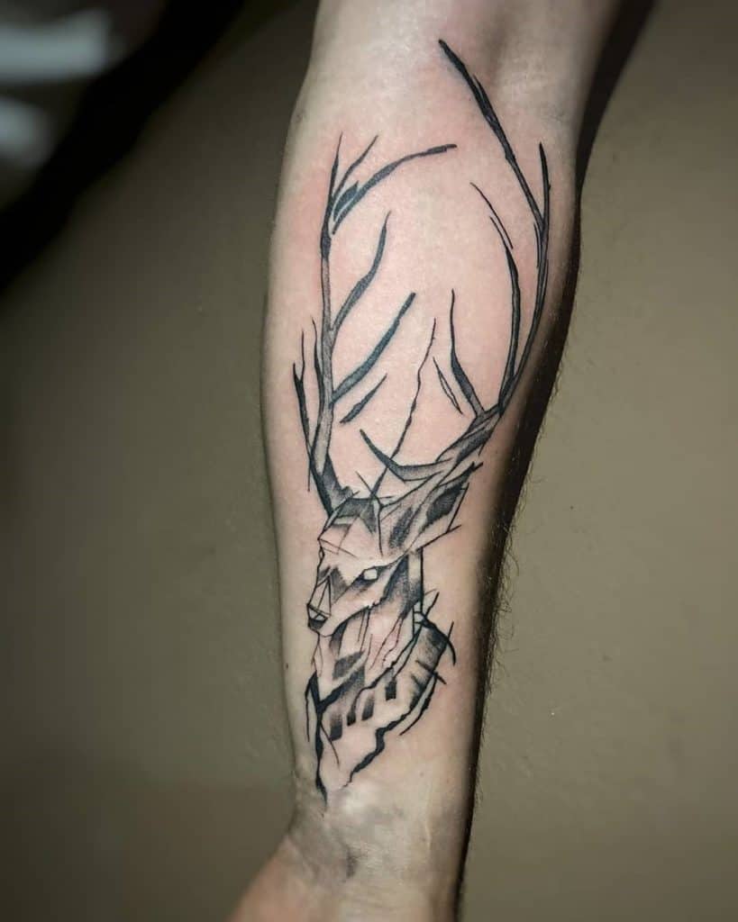 A side of Deer's Head Tattoo