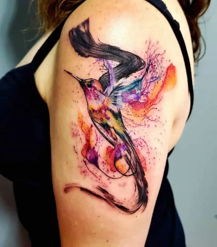 Abstract Hummingbird Tattoo 1