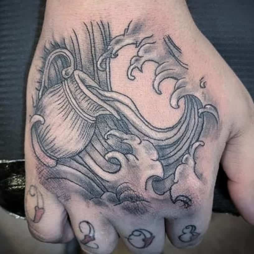 Aquarius Tattoo Hand and Fingers 1