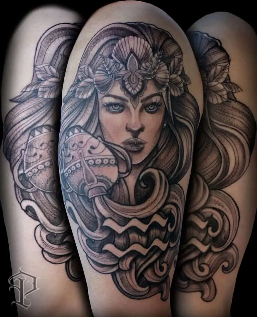 Aquarius Tattoo on arms 1