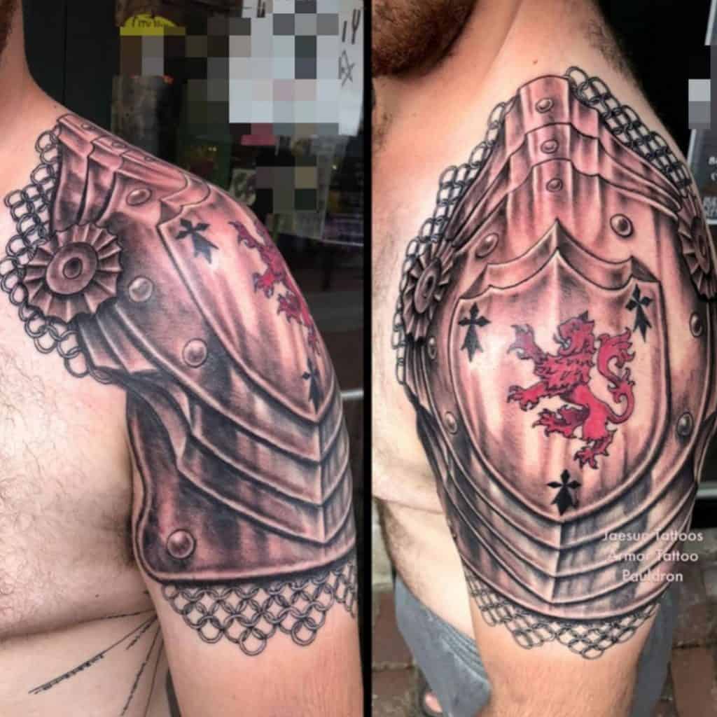 101 Incredible Armor Tattoo Designs You Need to See! | Armor sleeve tattoo, Armor  tattoo, Shoulder armor tattoo