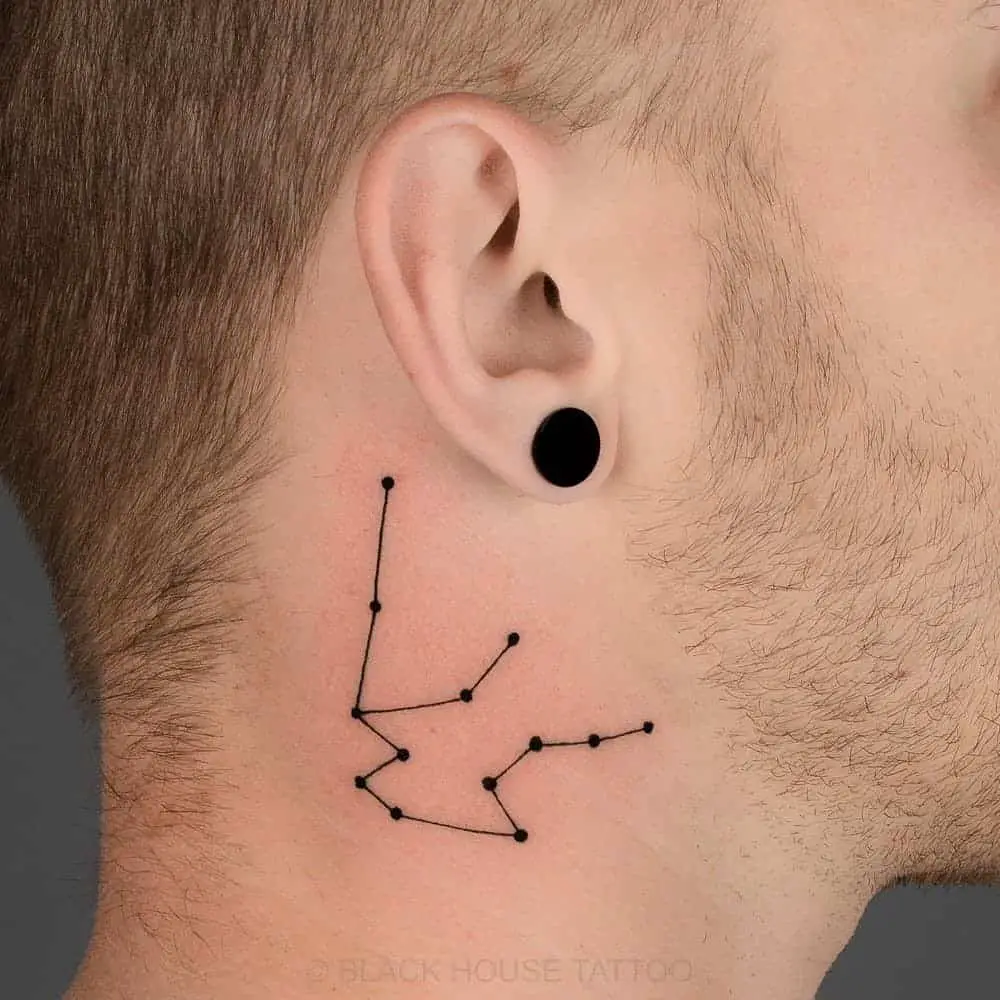 Astrology Inspired Behind The Ear Tattoos For Guys 