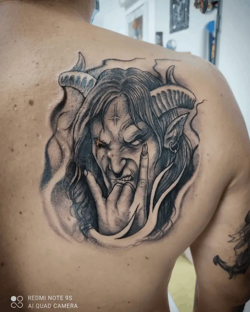 Back Piece Satanic Tattoo Design