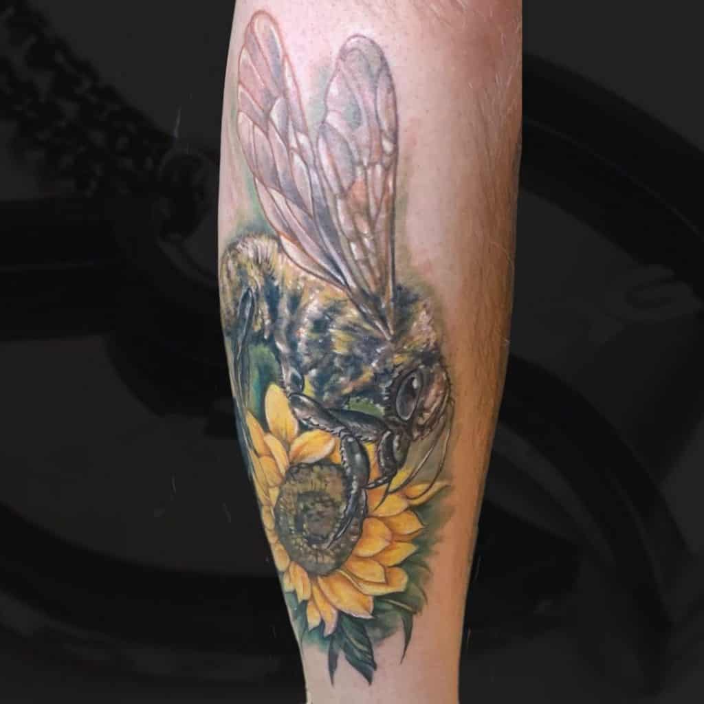 Bees and flowers tattoo 3