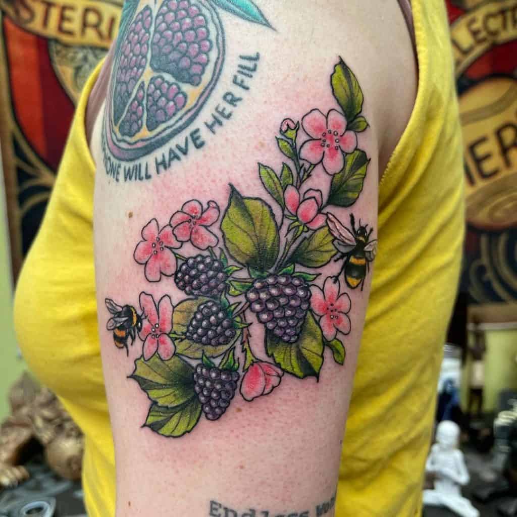 Bees and fruits tattoo 1