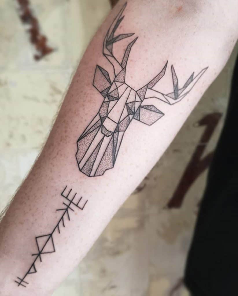 Black Deer Head Tattoo