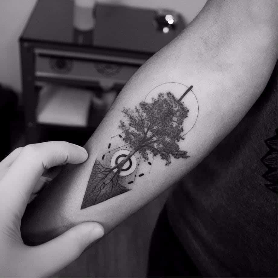 Black Ink Tree Of Life Tattoo Designs 