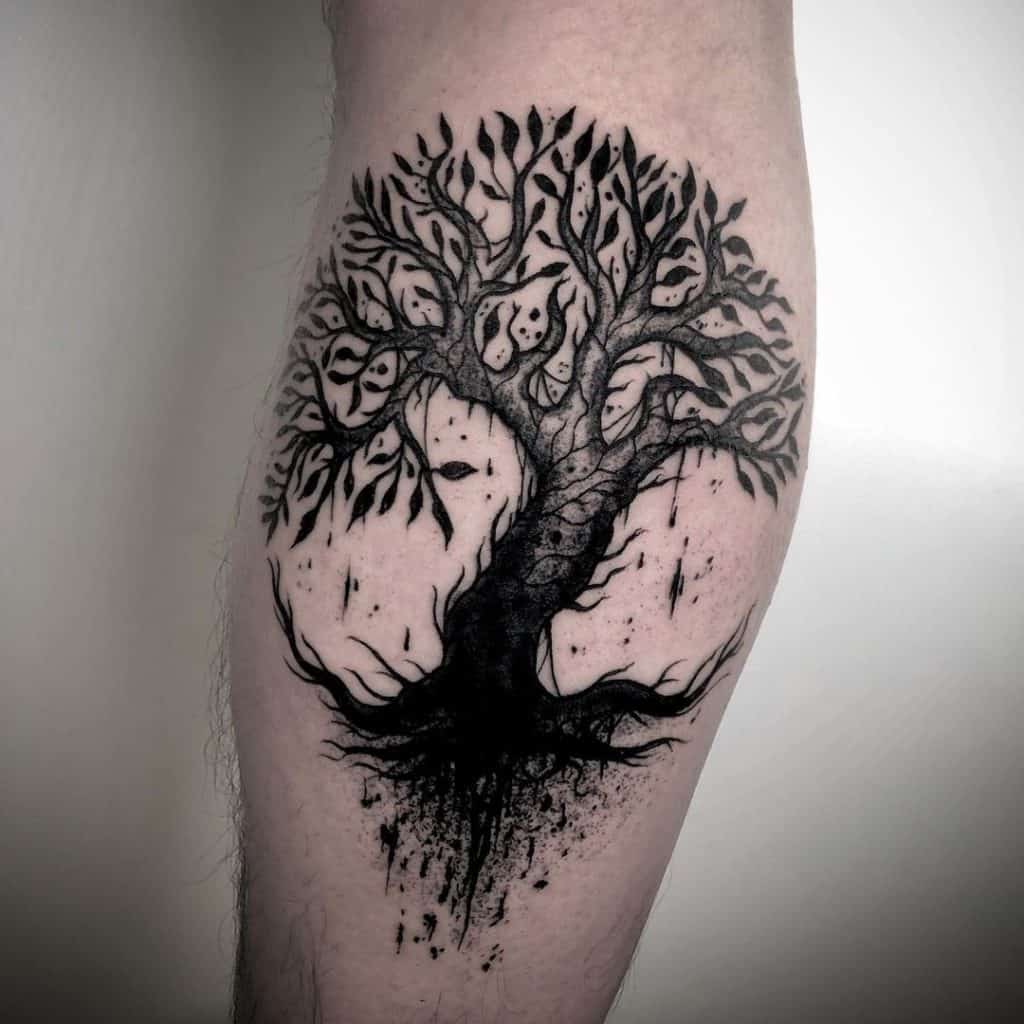 Black Tree Of Life Tattoo For Men