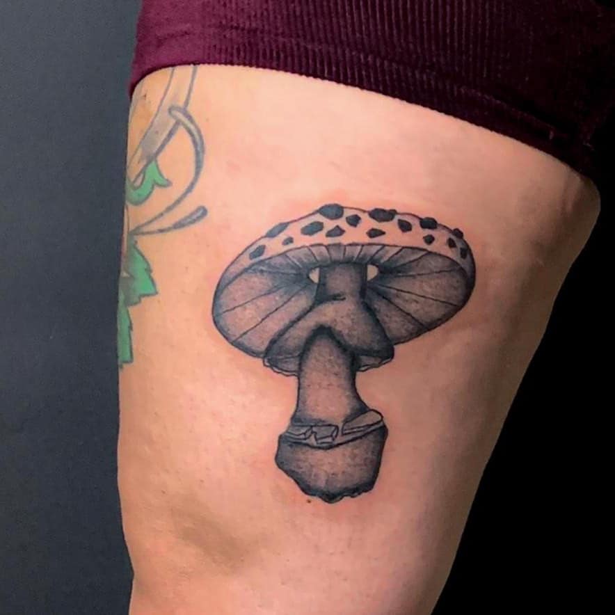 Black and Grey Mushroom Tattoos 3