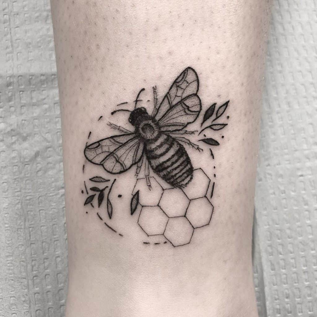 Black bee tattoo 3
