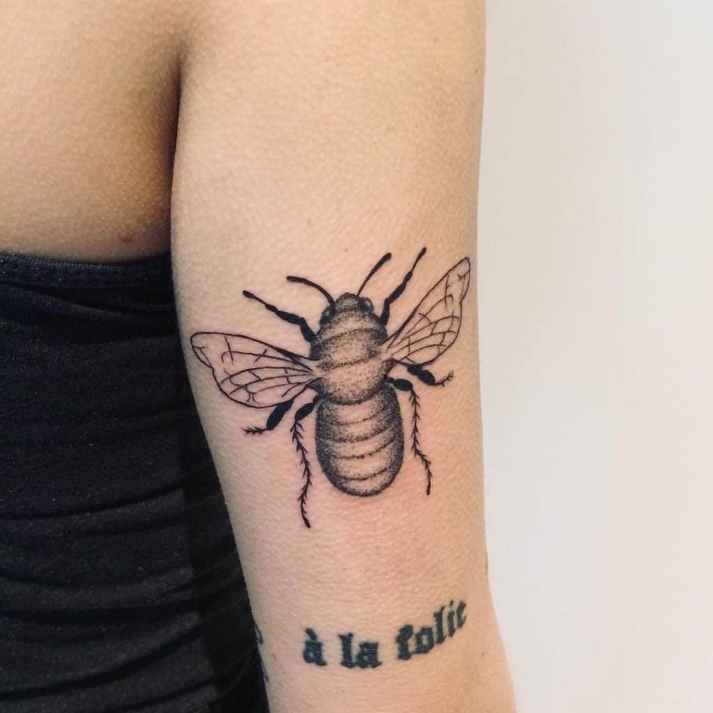 Black bee tattoo 5