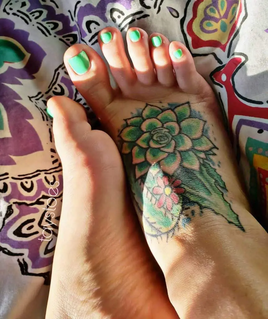 Bright Green Foot Tattoo Mandala