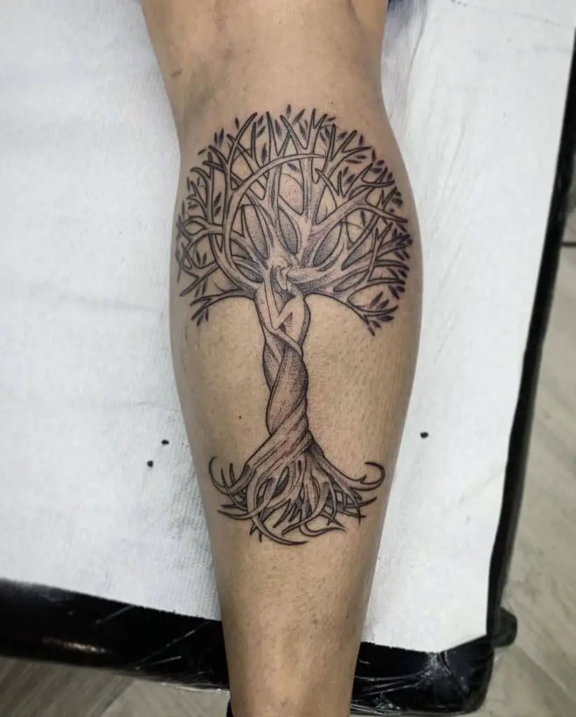 Calf Black Tree Of Life Tattoo 