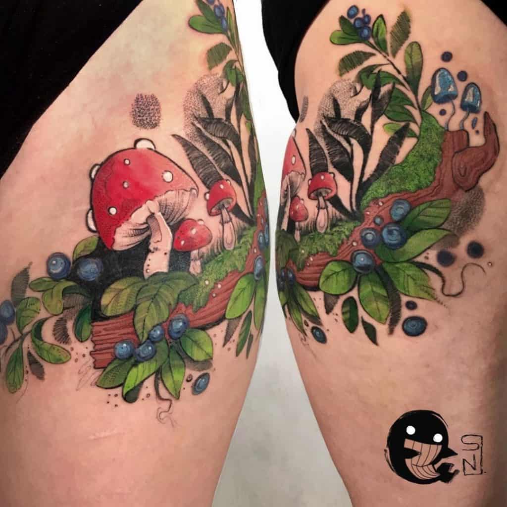 Color Mushroom Tattoo Design 1