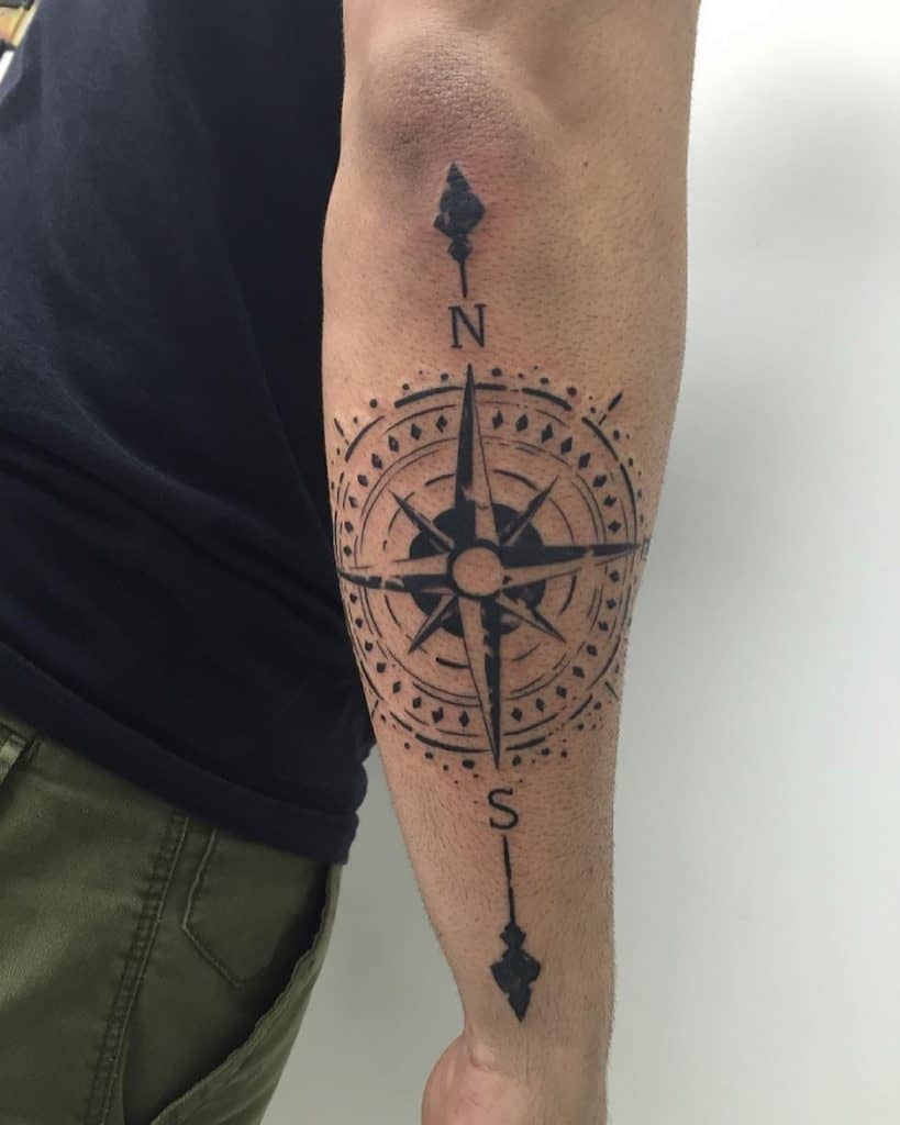 Compass Elbow Tattoos 1