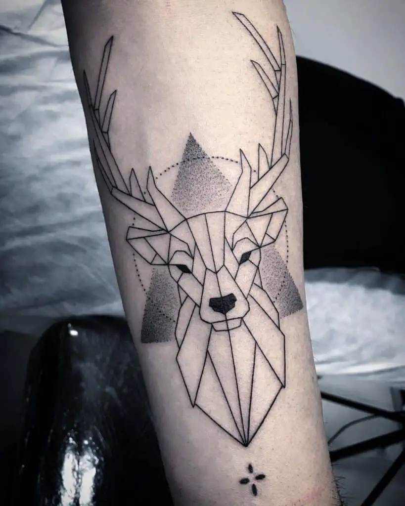 Deer Head Tattoo with Triangle