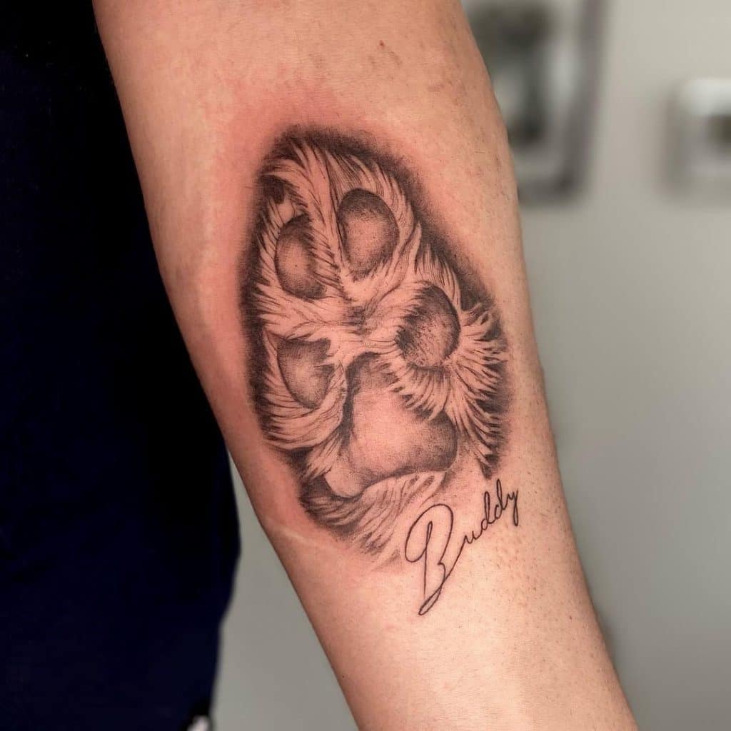 Dog Print Paw Tattoo on the Arm